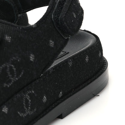 Chanel Denim Printed Dad Sandals 38.5 Black 10 of 11