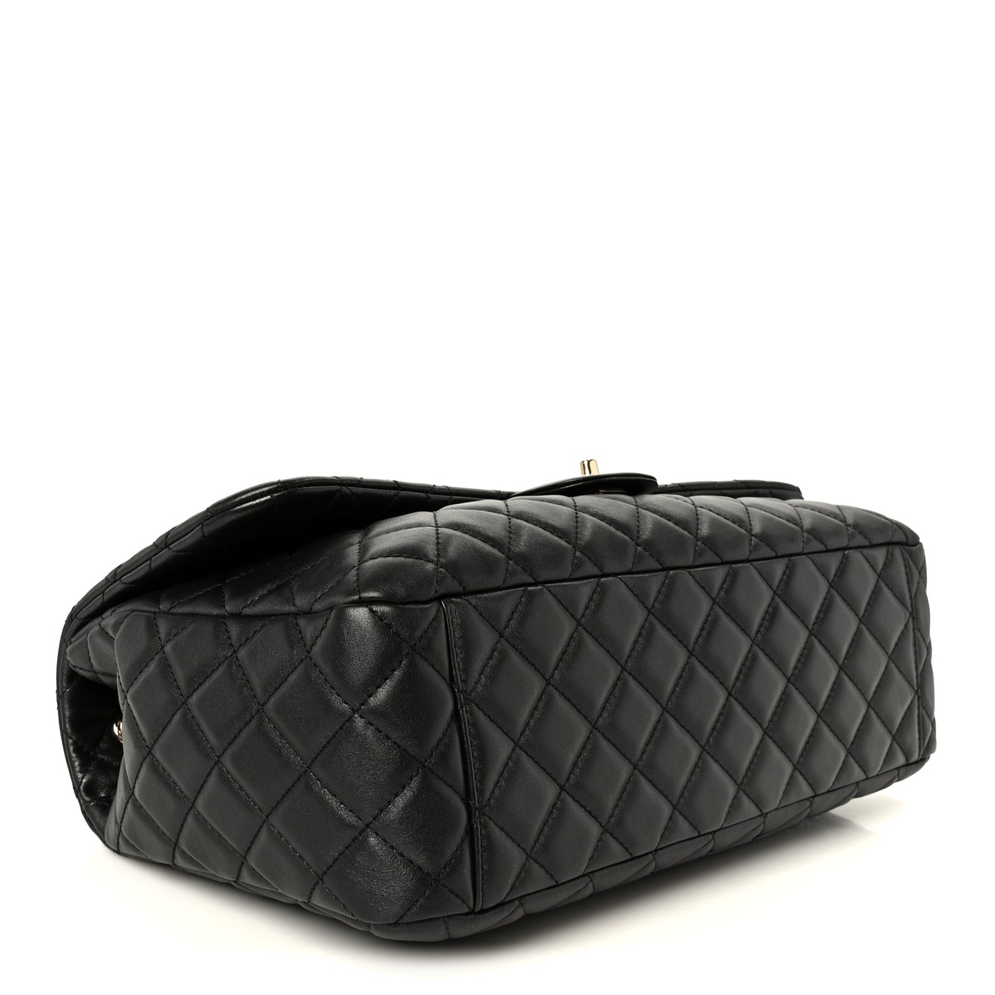 Calfskin Quilted Small XXL Travel Flap Bag Black