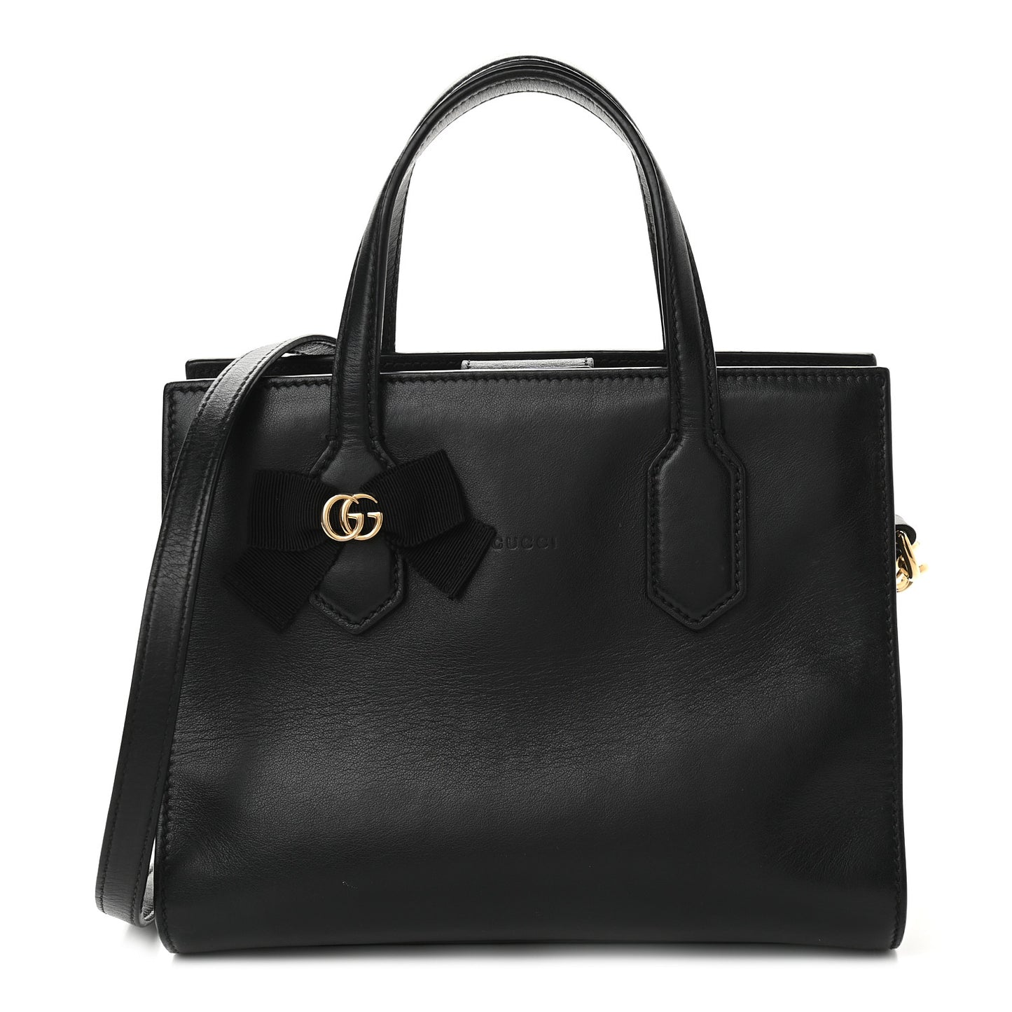 Calfskin Marmont Ribbon Top Handle Bag Black