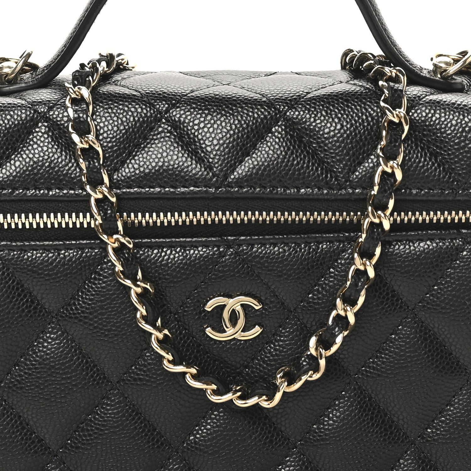 Chanel Caviar Quilted Top Handle Slim Vanity With Chain Black 8 of 10