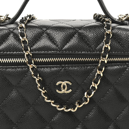 Chanel Caviar Quilted Top Handle Slim Vanity With Chain Black 8 of 10