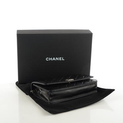 Chanel Lambskin Quilted Boy Wallet On Chain WOC Black 4 of 8
