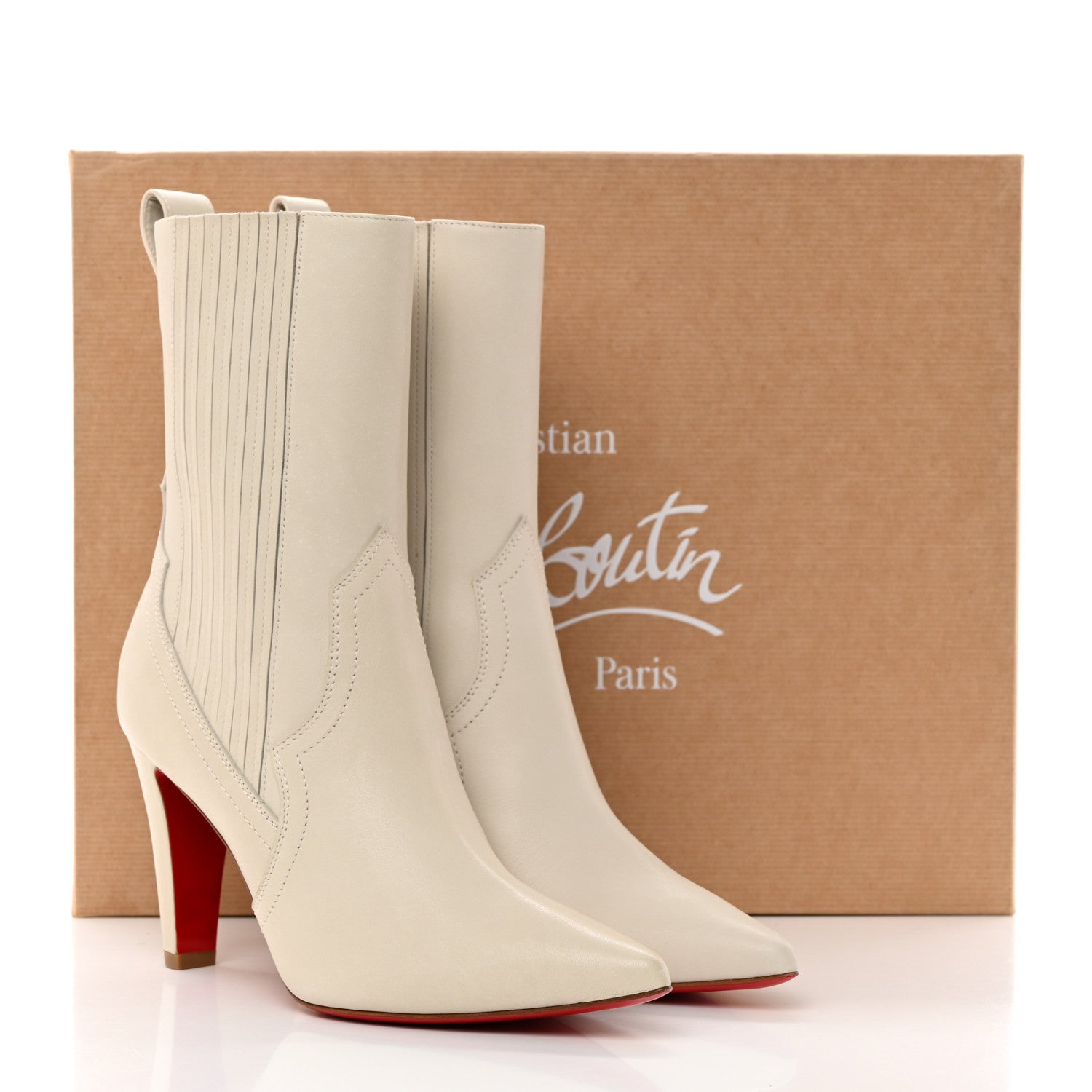 Christian Louboutin Calfskin Santigag 85 Ankle Boots 37 White 8 of 8