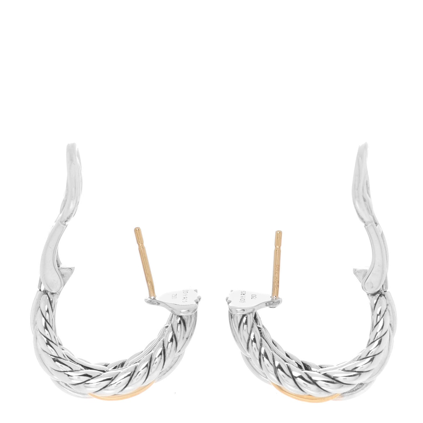 18K Yellow Gold Sterling Silver Wellesley Link Hoop Earrings
