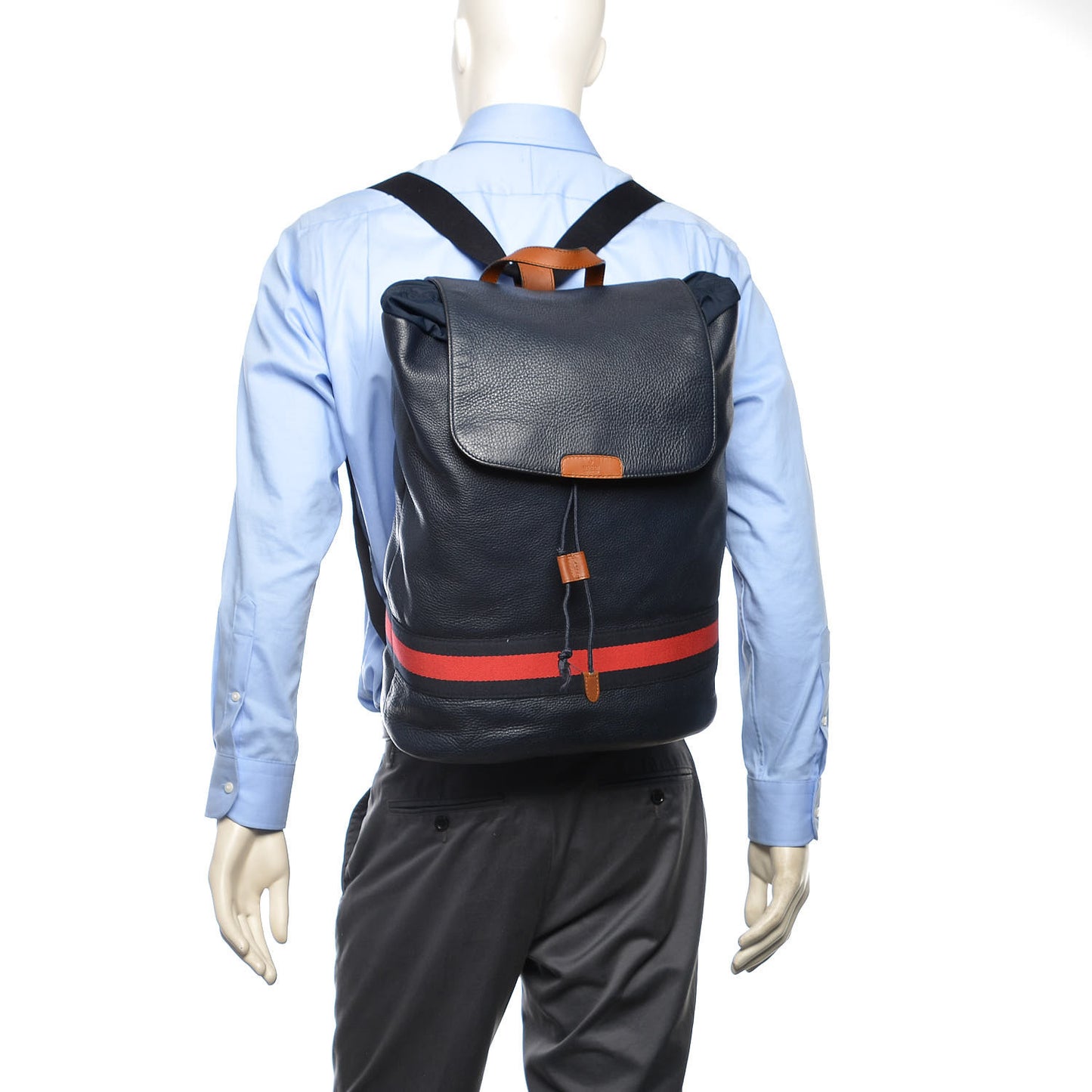Calfskin Signature Web Backpack Blue
