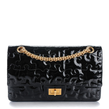 Chanel Crackled Patent Calfskin Puzzle 2.55 Reissue 225 Flap Black 1 of 8