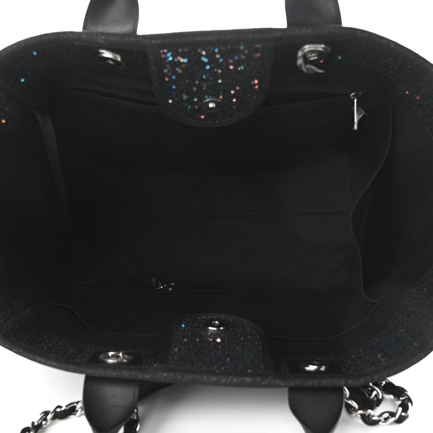 Chanel Calfskin Sequin Medium Deauville Tote Black 5 of 11