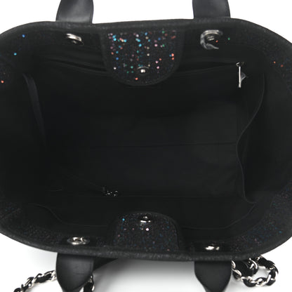 Chanel Calfskin Sequin Medium Deauville Tote Black 5 of 11