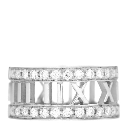 Tiffany 18K White Gold Diamond Wide Atlas Open Ring 51 5.75 1 of 4
