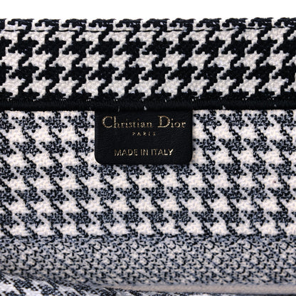 Christian Dior Canvas Houndstooth Embroidered Medium Book Tote Black White 6 of 11
