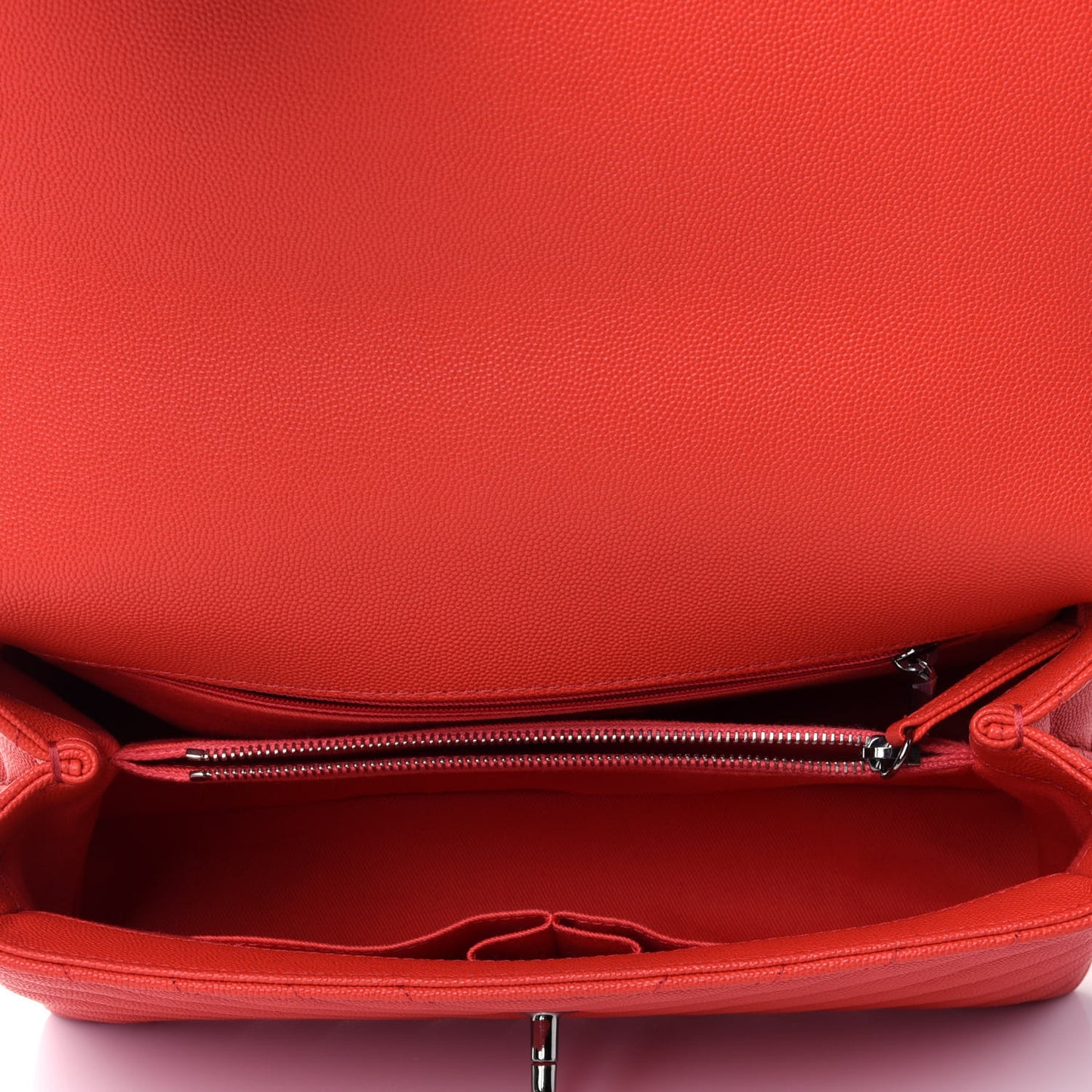 Caviar Chevron Quilted Small Coco Handle Flap Red