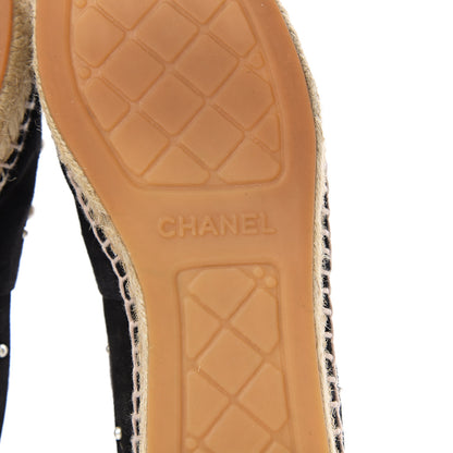 Chanel Suede Pearl CC Espadrilles 36 Black 8 of 9