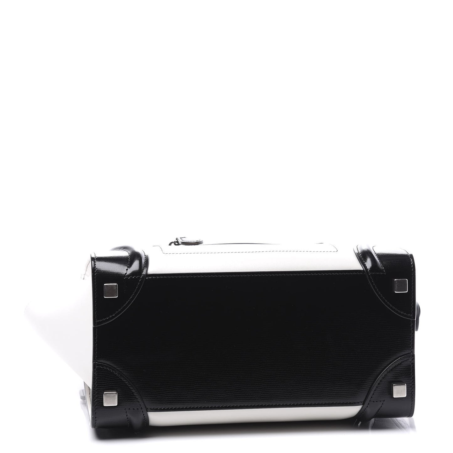 Sleek Calfskin Micro Bi-Color Luggage Black White