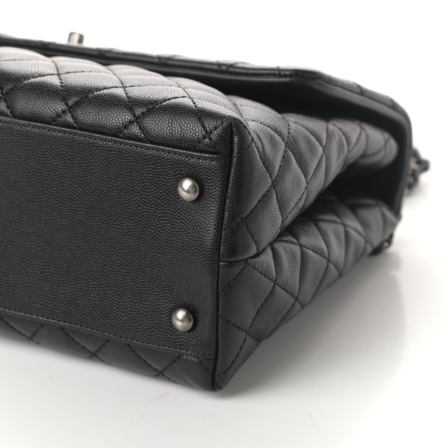 Caviar Lizard Quilted Medium Coco Handle Flap Black