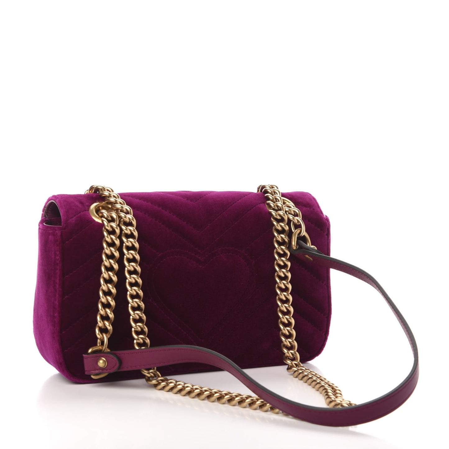 Velvet Matelasse Mini GG Marmont Shoulder Bag Fuchsia Violet Cyclamen