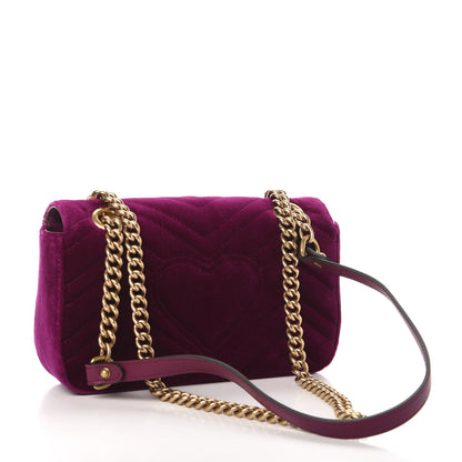 Gucci Velvet Matelasse Mini GG Marmont Shoulder Bag Fuchsia Violet Cyclamen 3 of 11