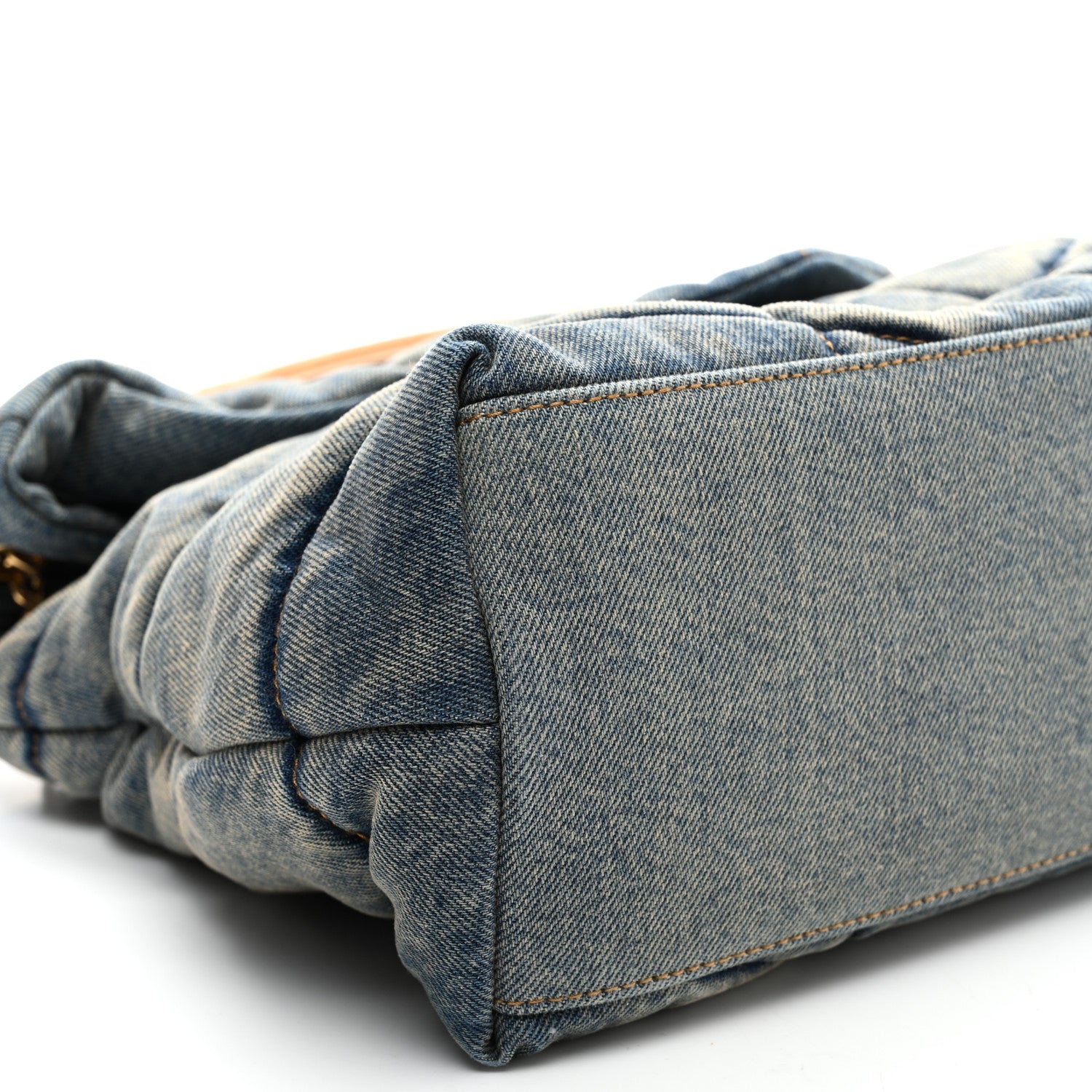 Saint Laurent Denim Quilted Medium Loulou Puffer Monogram Chain Satchel Blue Cinnamon 8 of 9