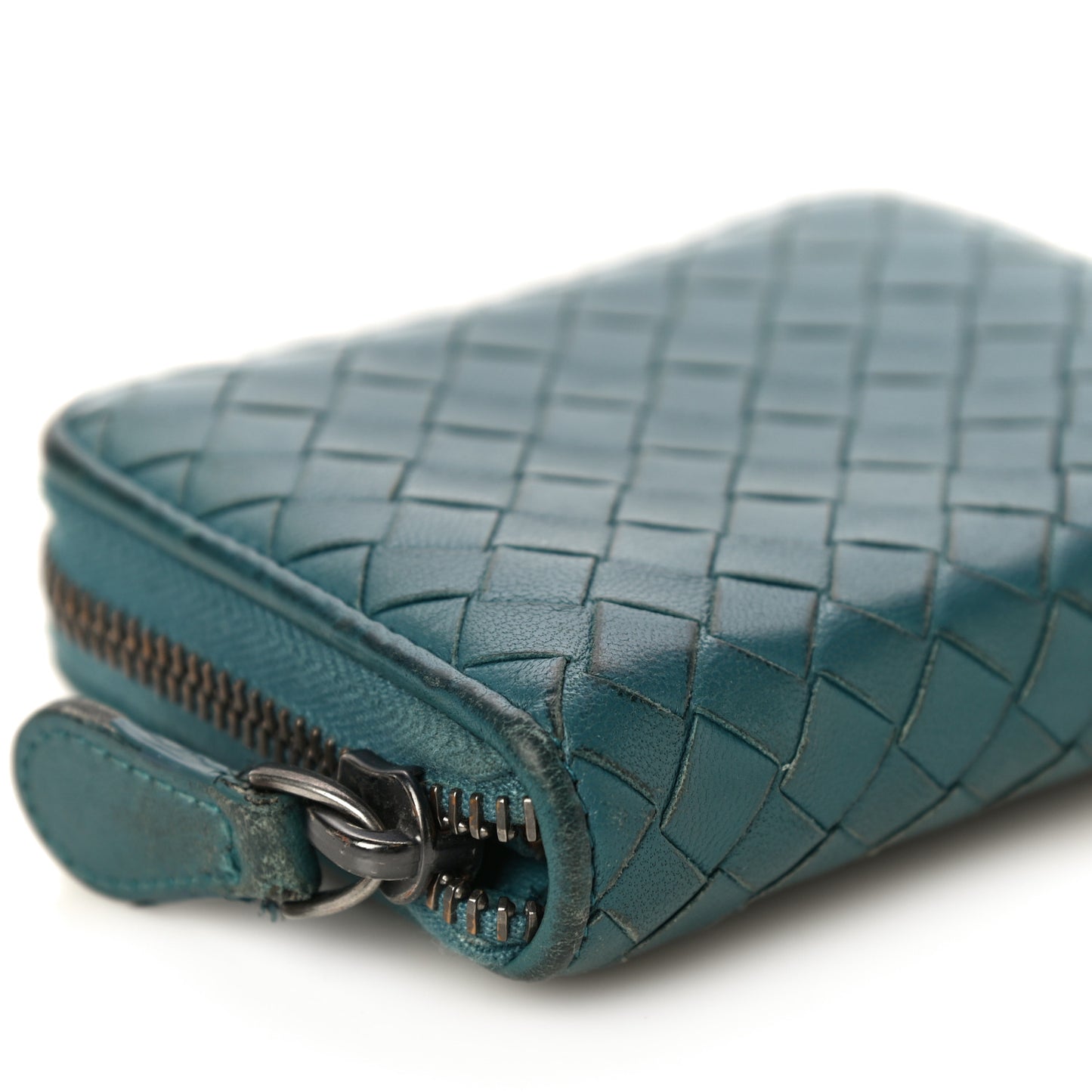 Nappa Intrecciato Zip Around Coin Purse Lagoon