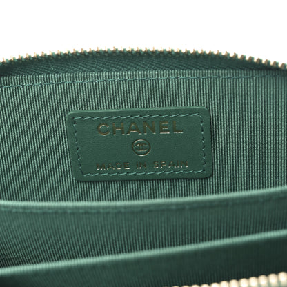 Chanel Metallic Caviar Quilted Zip Coin Purse Green 6 of 8