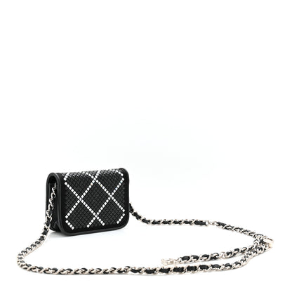 Chanel Lambskin Crystal Quilted Mini Chain Belt Bag Black 3 of 10