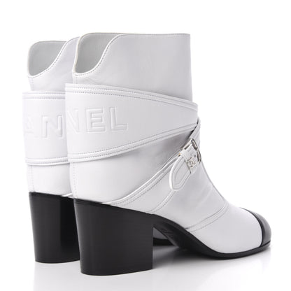 Chanel Lambskin Goatskin Cap Toe Boots 37 White Black 4 of 11