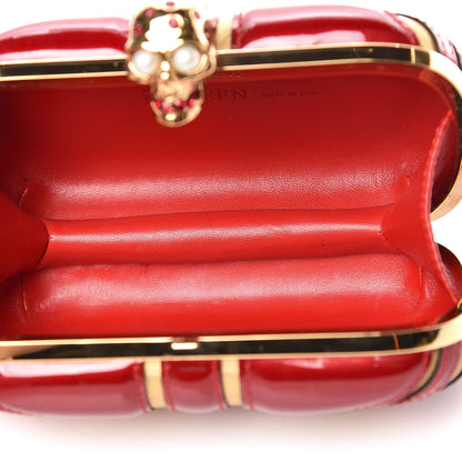 Alexander McQueen Patent Calfskin Britannia Skull Box Clutch Intense Red 5 of 12