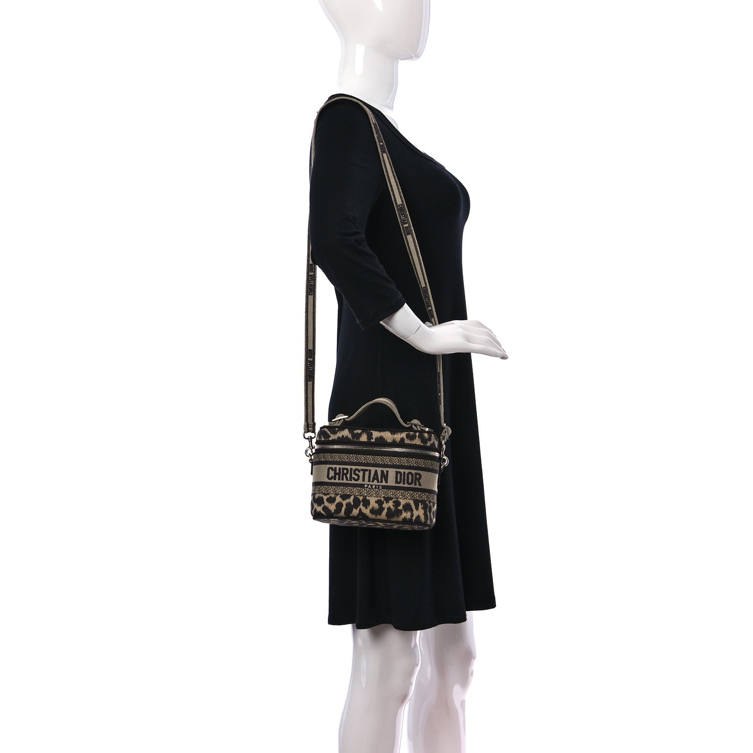 Christian Dior Canvas Mizza Embroidered Small Leopard Travel Vanity Case Beige 2 of 10