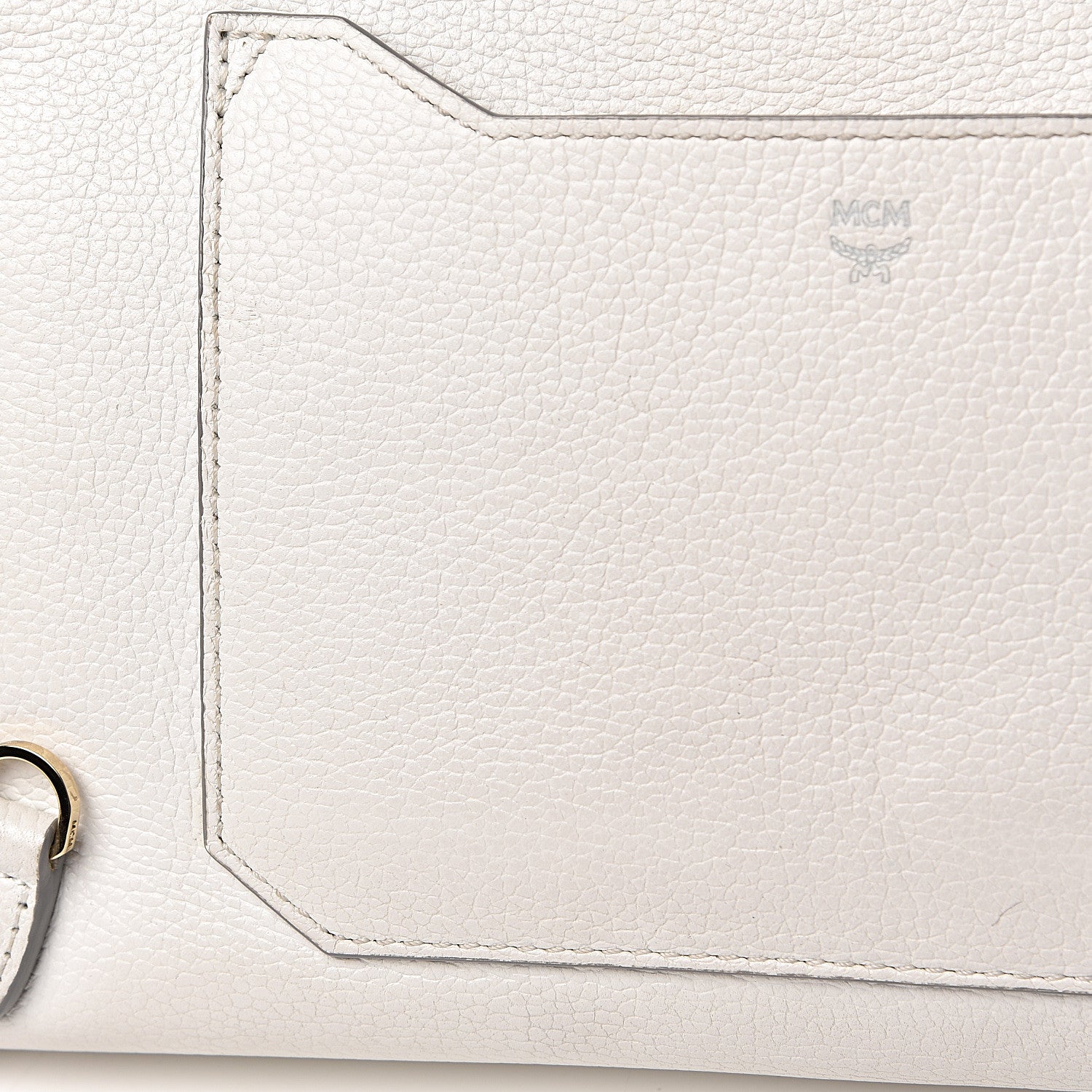 MCM Grained Calfskin Medium Milla Convertible Backpack White Flake 16 of 17