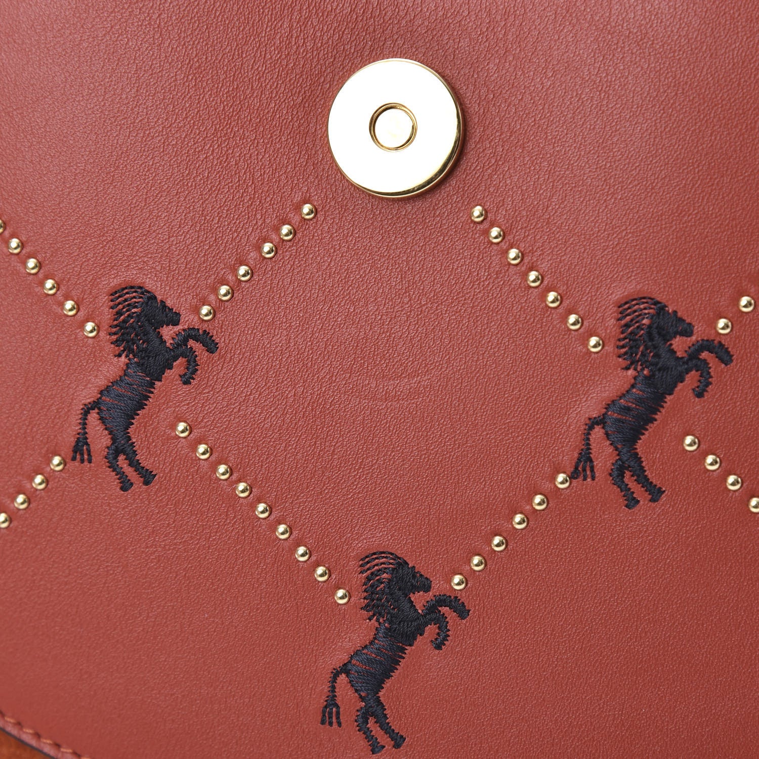 Chloe Calfskin Little Horses Embroidered Baroque Small Tess Bag Earthy Red 13 of 13