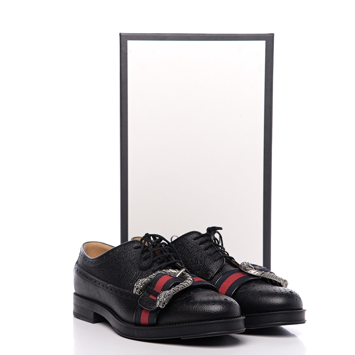 Gucci Pebbled Calfskin Dionysus Web Mens Martins Shoes 8 Black 12 of 12