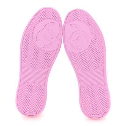 Chanel Cotton Sneakers 38.5 Pink White 6 of 10