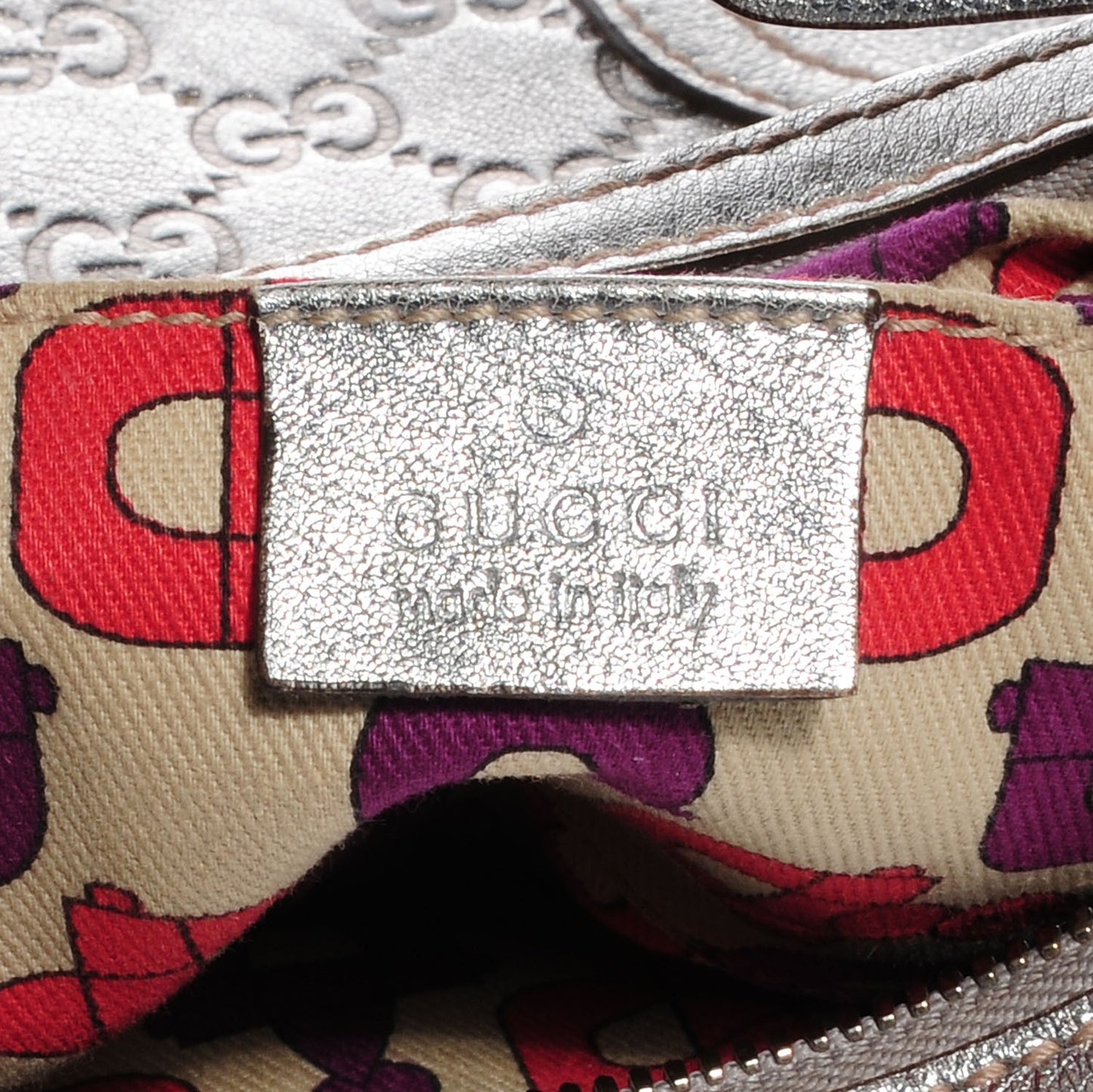 Guccissima Small Princy Hobo Silver