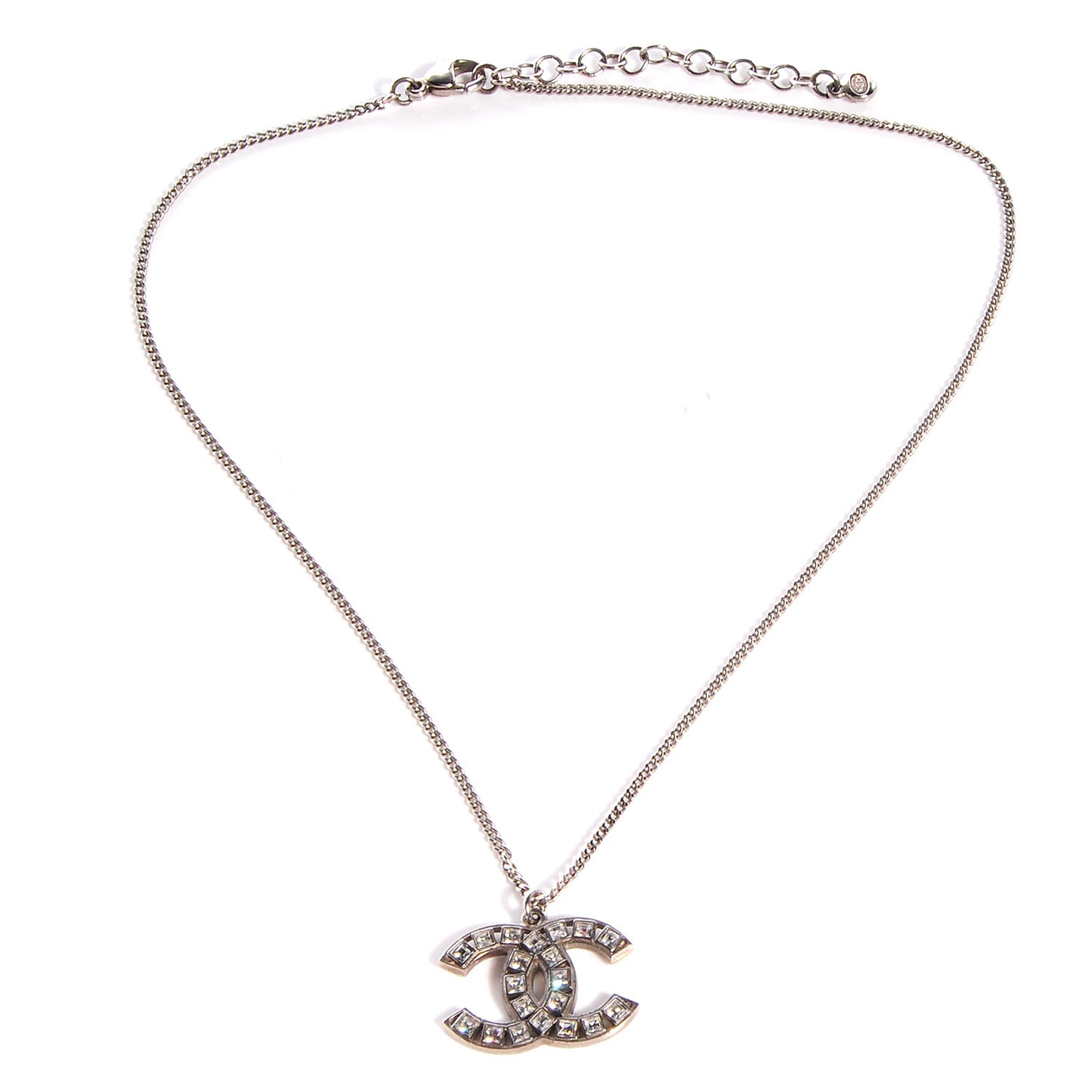 Baguette Crystal CC Necklace Silver