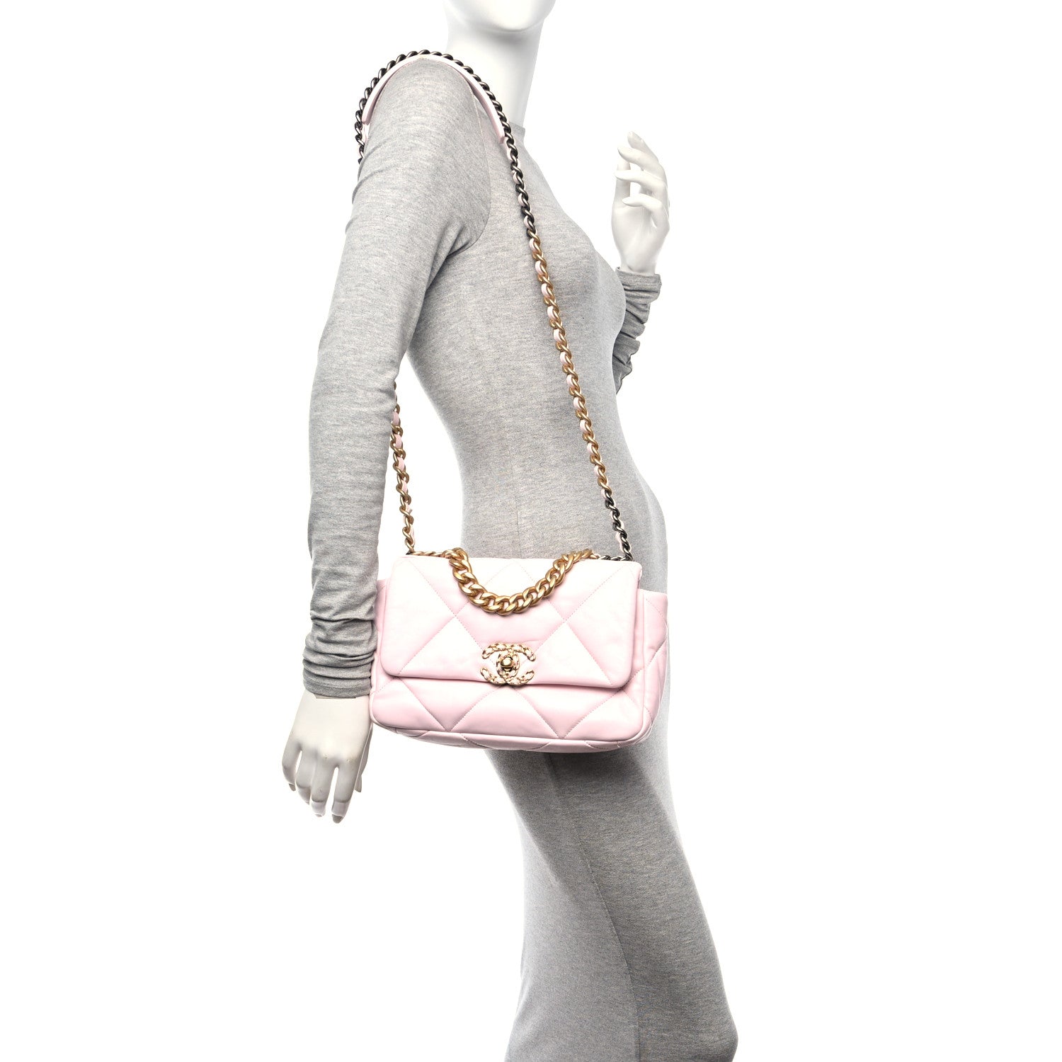 Chanel Lambskin Quilted Medium Chanel 19 Flap Light Pink 2 of 10