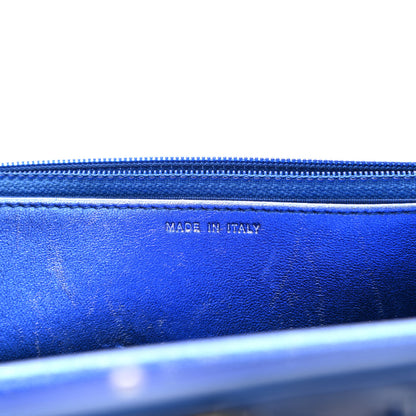 Chanel Metallic Patent Calfskin Quilted Boy Wallet On Chain WOC Blue 7 of 16