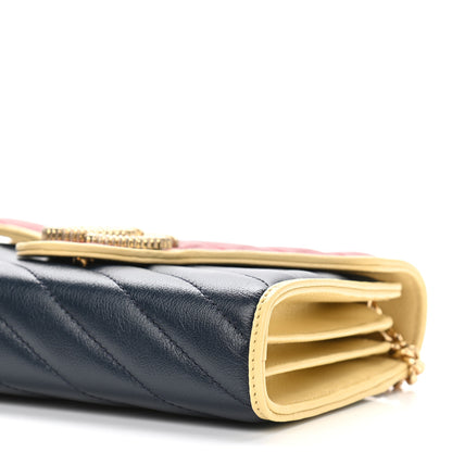 Gucci Azalea Calfskin Matelasse Diagonal Torchon GG Marmont Chain Wallet Blue Agata New Cherry Red Butter 12 of 13
