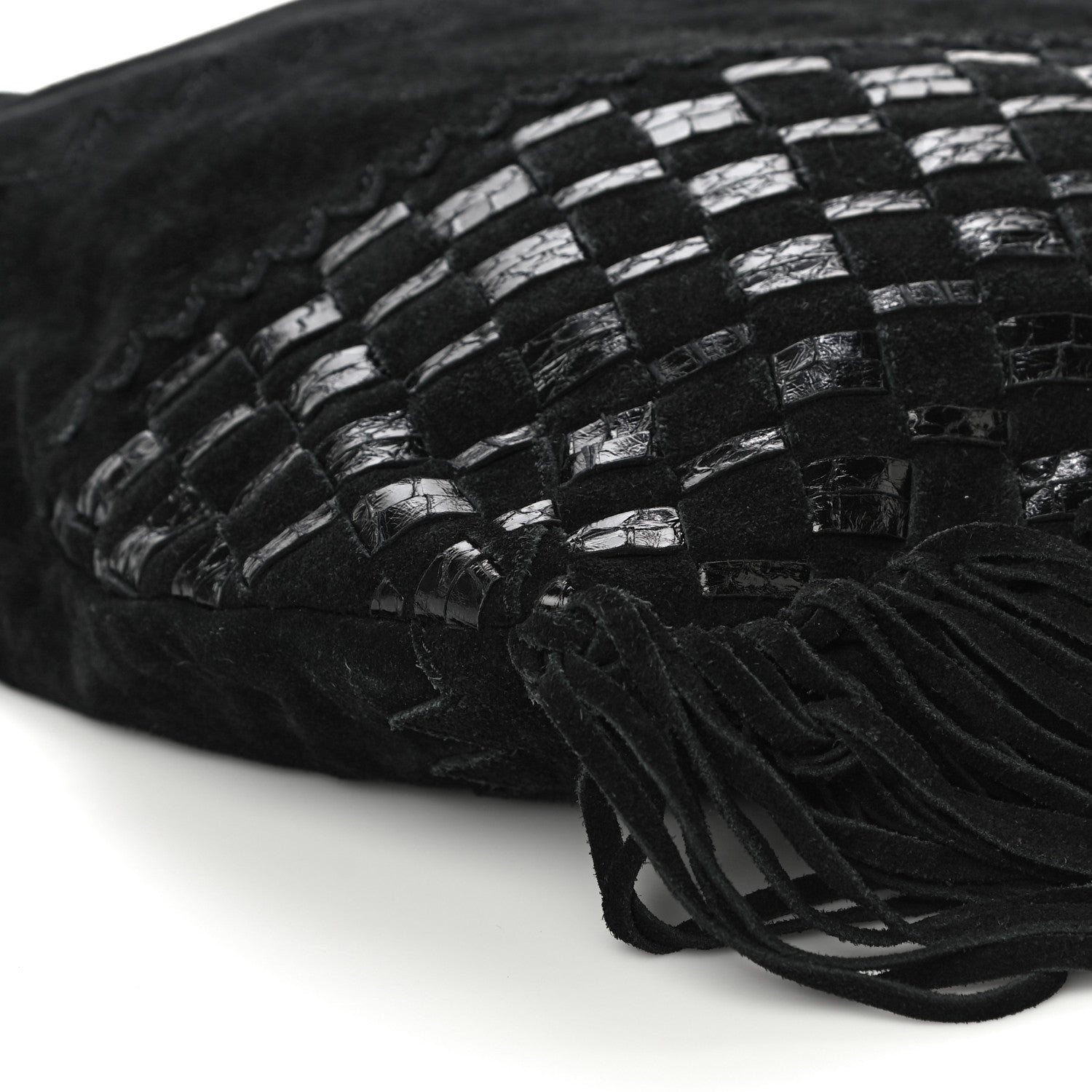 Jimmy Choo Python Suede Fringe Tatum Shopper Tote Black 8 of 9