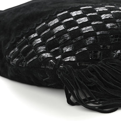 Jimmy Choo Python Suede Fringe Tatum Shopper Tote Black 8 of 9