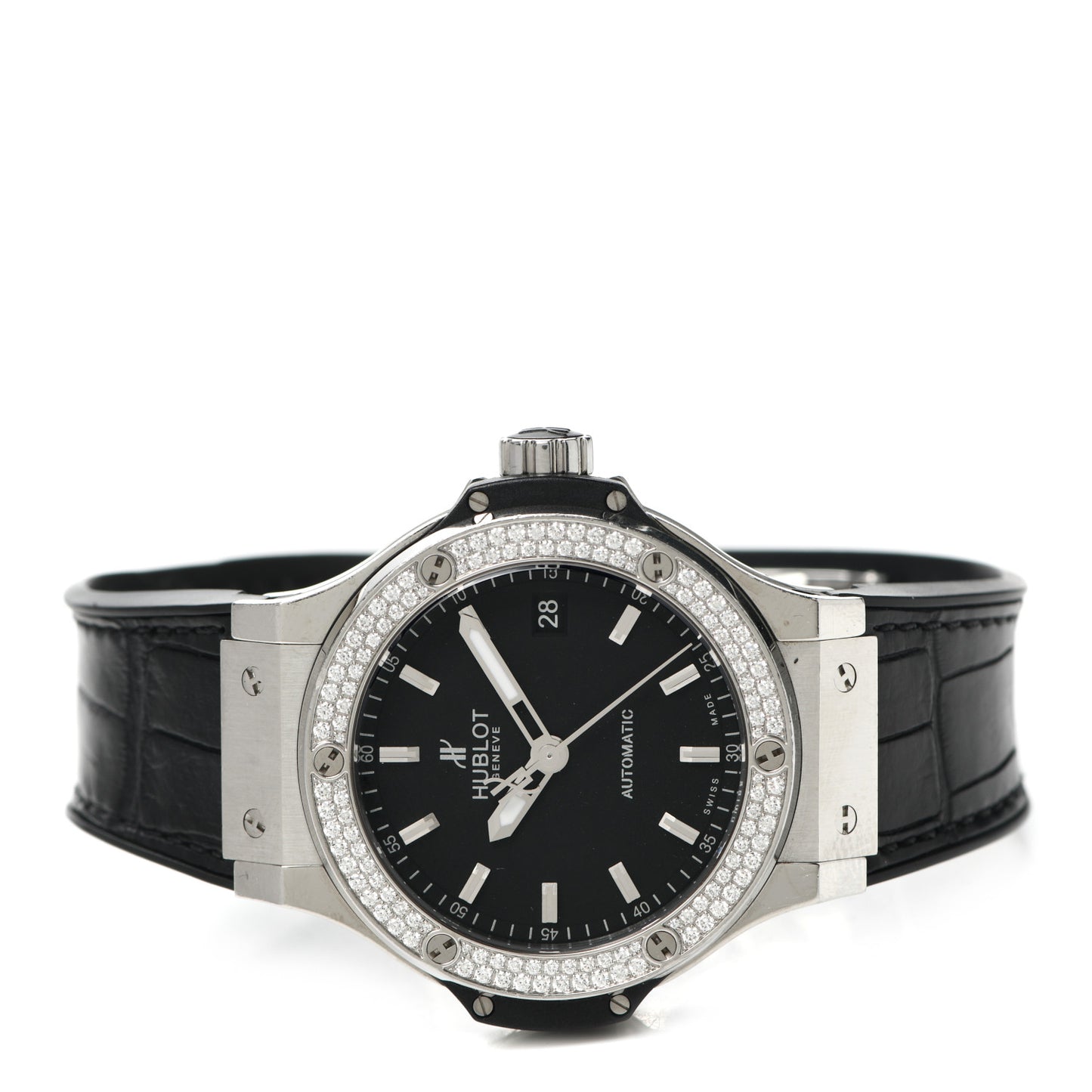 Stainless Steel Crocodile Diamond Pave Bezel 38mm Big Bang Automatic Watch Black 365.SX.1170.LR.1104