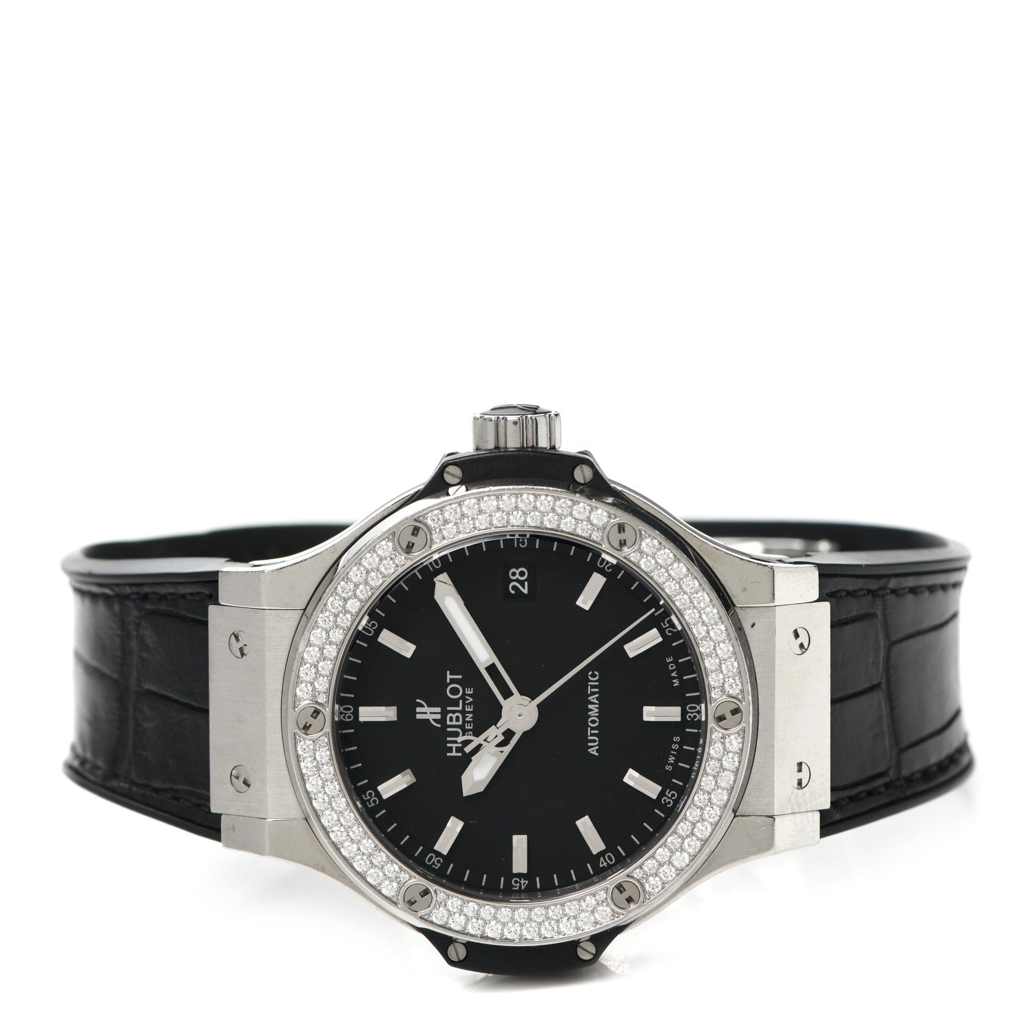 Hublot Stainless Steel Crocodile Diamond Pave Bezel 38mm Big Bang Automatic Watch Black 365.SX.1170.LR.1104 2 of 6