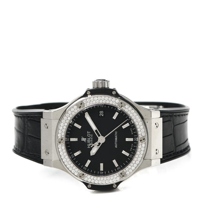 Hublot Stainless Steel Crocodile Diamond Pave Bezel 38mm Big Bang Automatic Watch Black 365.SX.1170.LR.1104 2 of 6