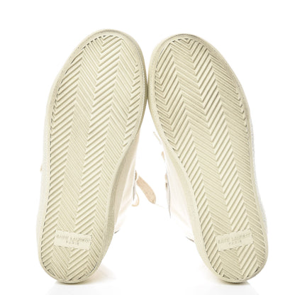 Saint Laurent Distressed Canvas Womens Classic Court High Top Sneakers 37.5 Milk Panna 7 of 12