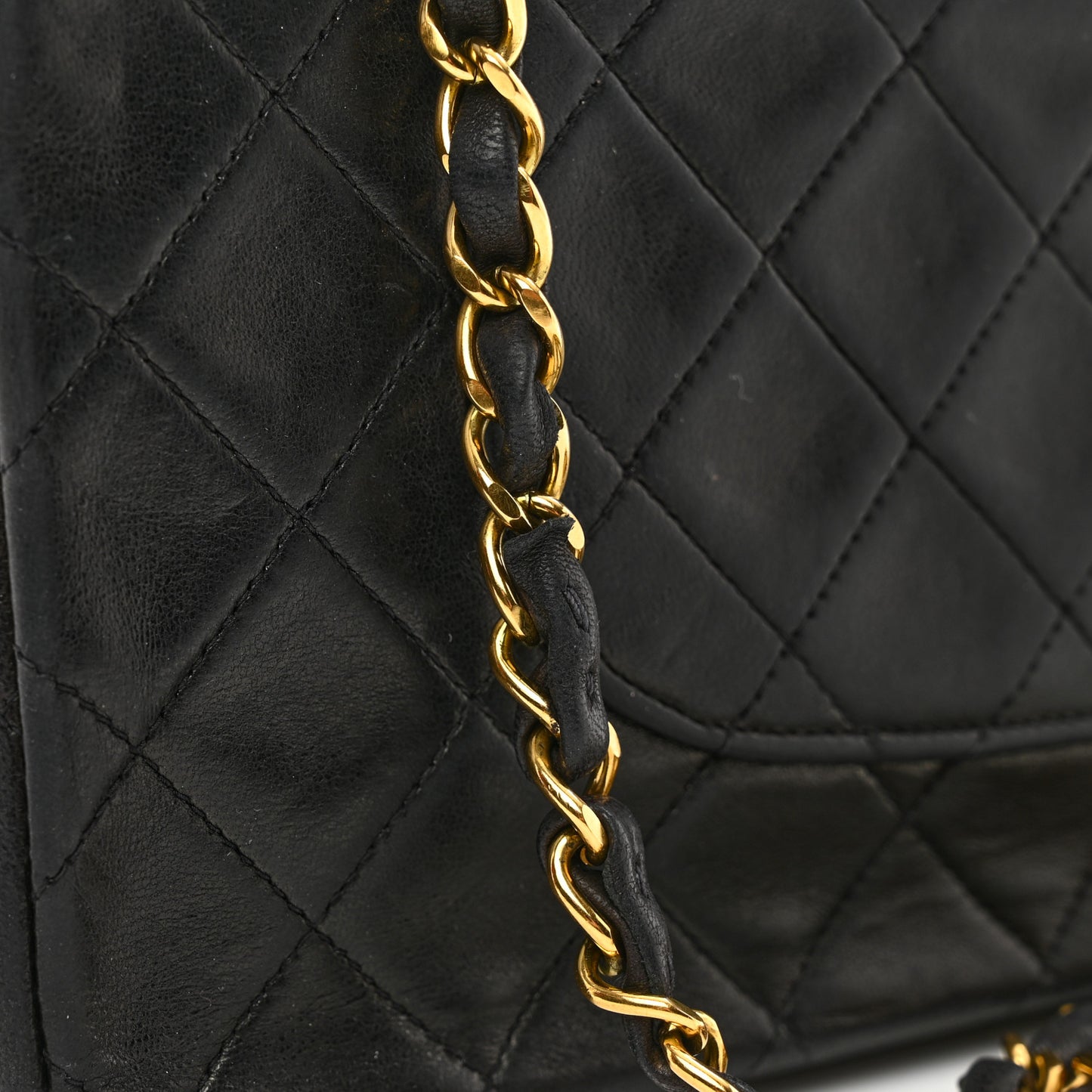 Lambskin Quilted Medium Double Flap Black