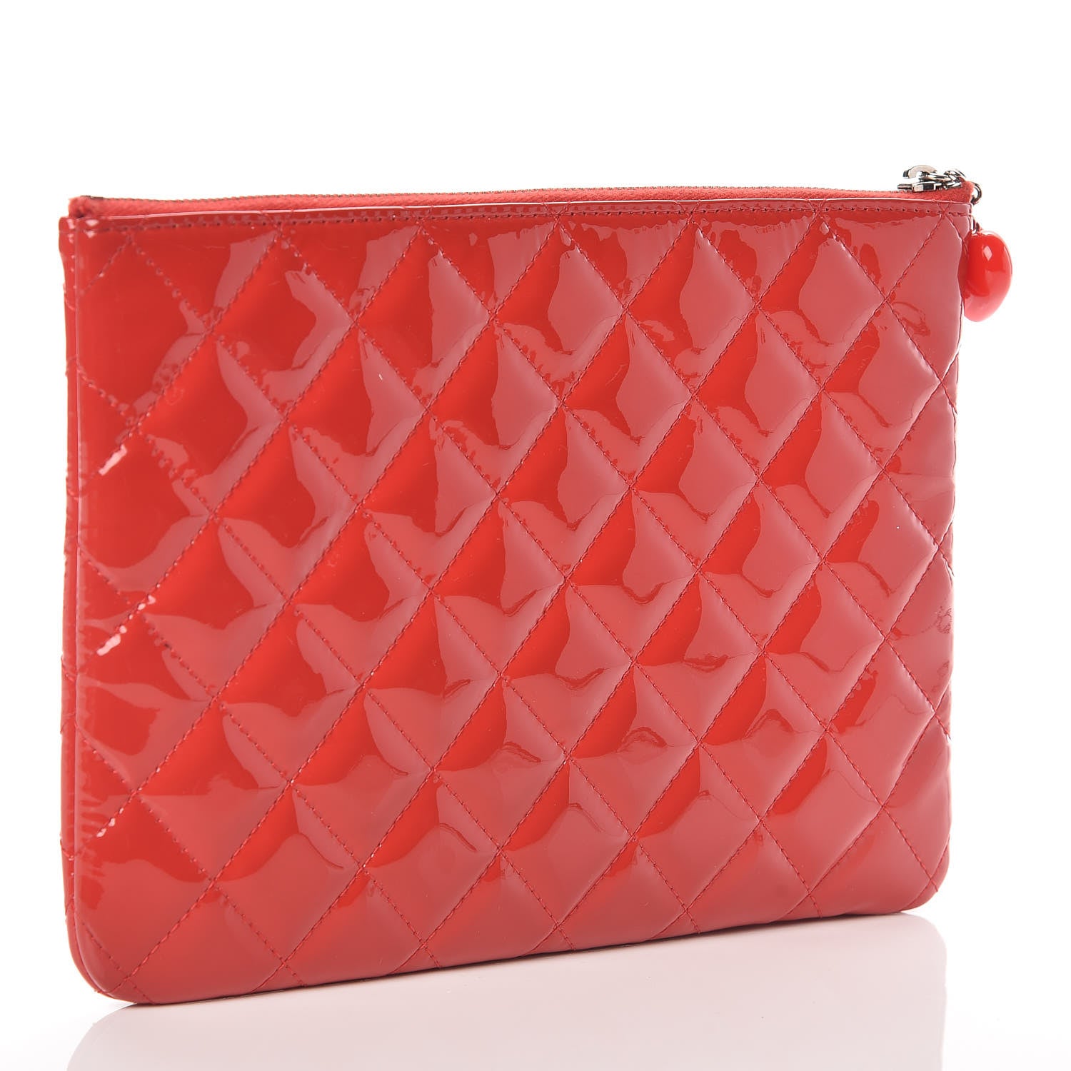 Chanel Patent Calfskin Quilted Valentine Hearts O Cosmetic Case Dark Pink 3 of 10