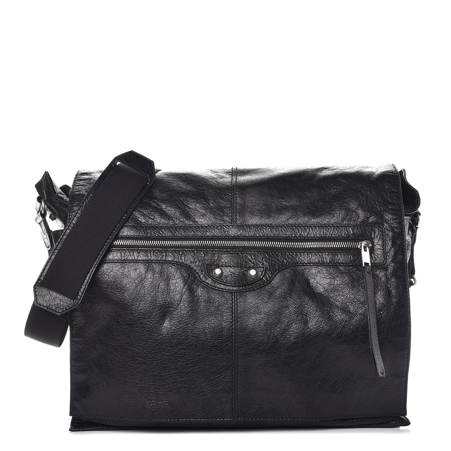 Balenciaga Agneau Arena Foldover Messenger Black 1 of 8