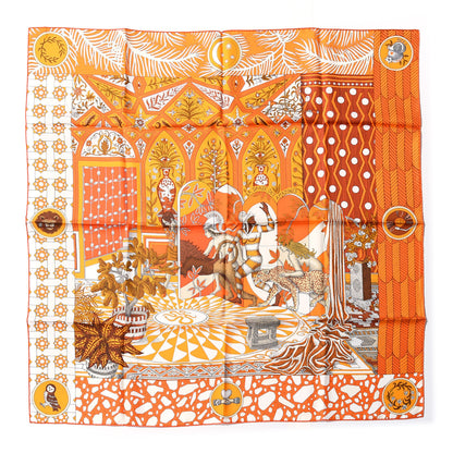Hermes Silk La Danse Des Amazones Scarf 90 Orange Brun White 2 of 12
