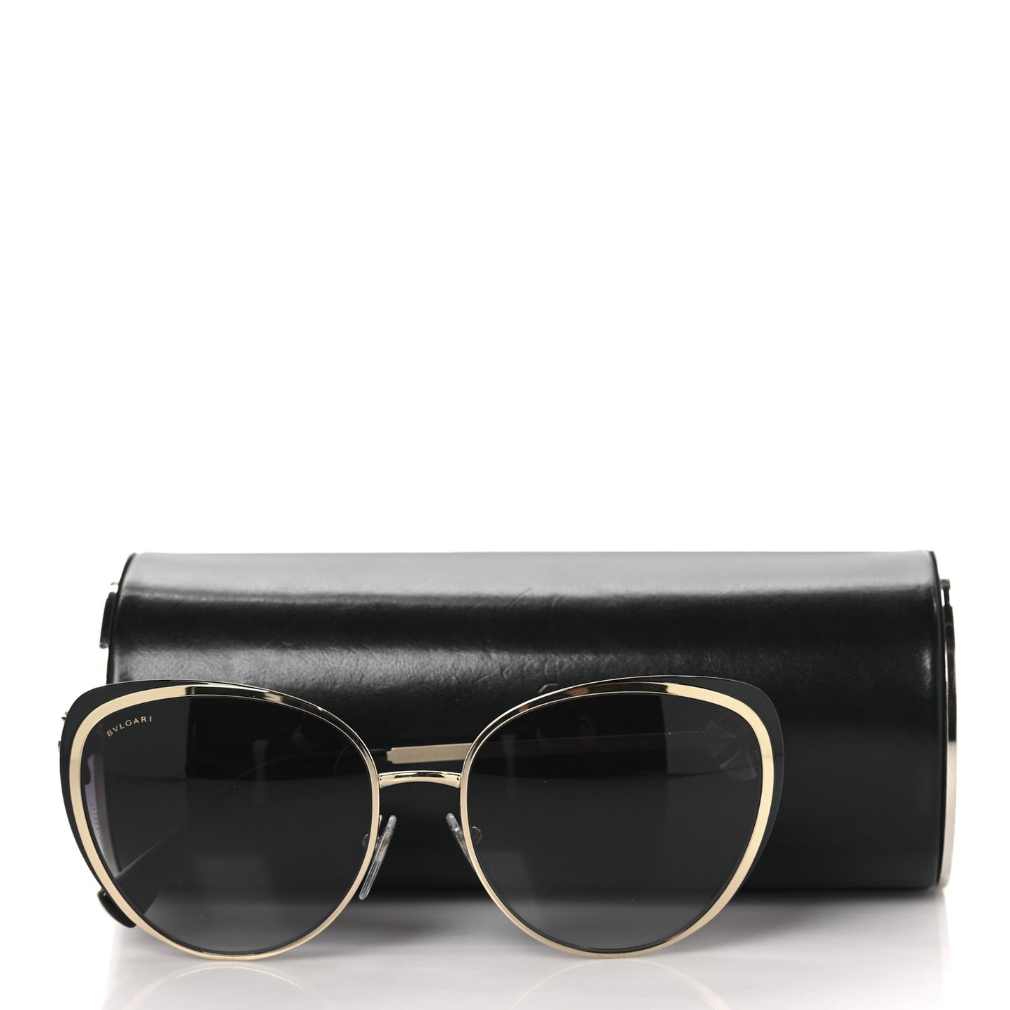 Metal Crystal Flower Cat Eye Sunglasses 6092-B Gold Black