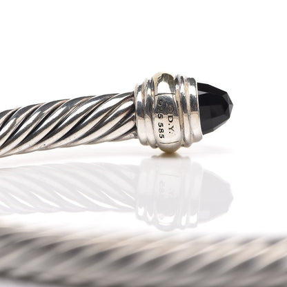 David Yurman Sterling Silver 14K Yellow Gold Black Onyx 5mm Cable Classics Bracelet 4 of 4