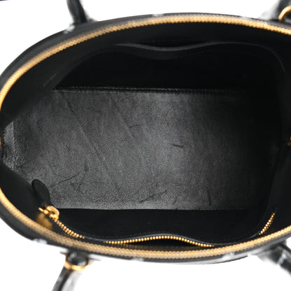 Balenciaga Calfskin Allover Logo S Ville Top Handle Bag Black White 5 of 22