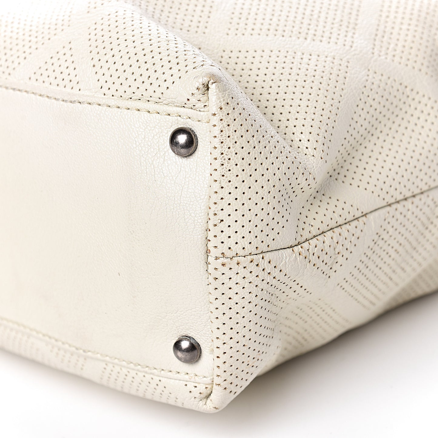 Goatskin Perforated Large CC Tote White